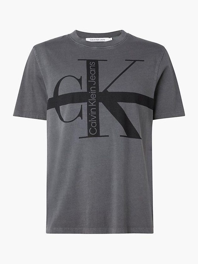 Grey Calvin Klein Relaxed Monogram Men T-Shirt | KCEJ-91823