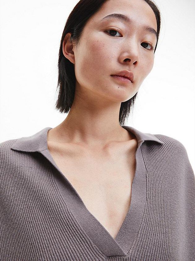 Grey Calvin Klein Relaxed Ribbed Jumper Women Sweater | FEPU-79026
