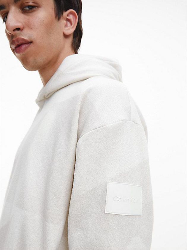 Grey Calvin Klein Relaxed Shadow Print Men Hoodie | BKXR-98402