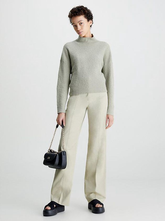 Grey Calvin Klein Relaxed Slub Knit Jumper Women Sweater | JHDW-21573
