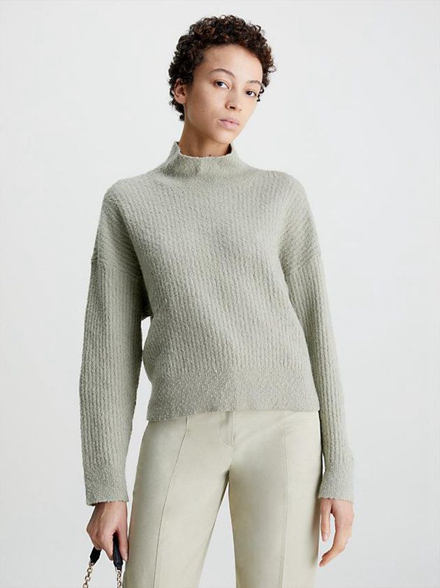 Grey Calvin Klein Relaxed Slub Knit Jumper Women Sweater | JHDW-21573