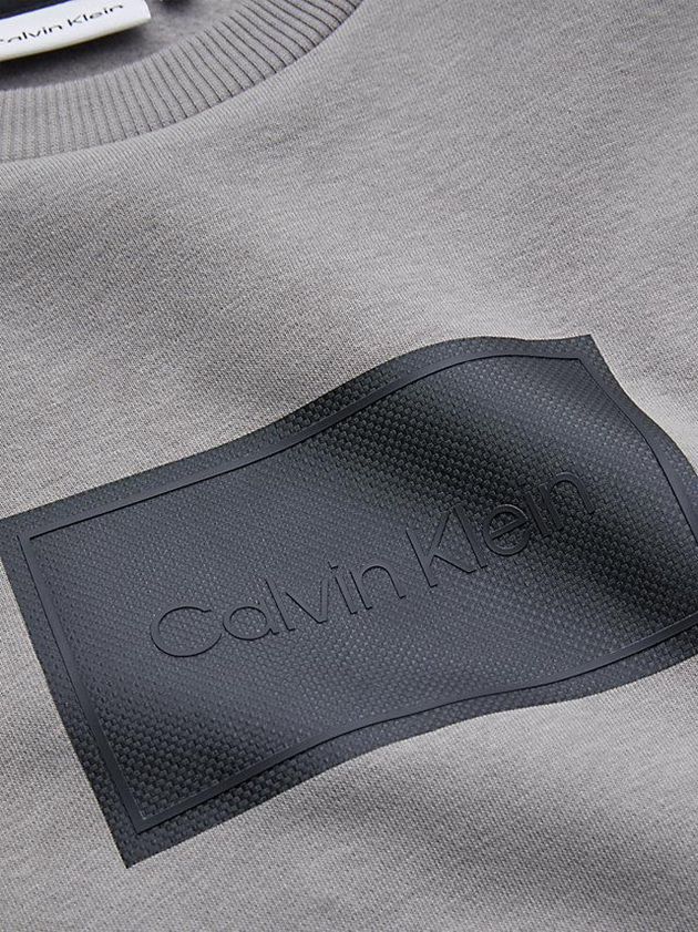 Grey Calvin Klein Relaxed Textured Logo Men Sweatshirt | CZJU-06935