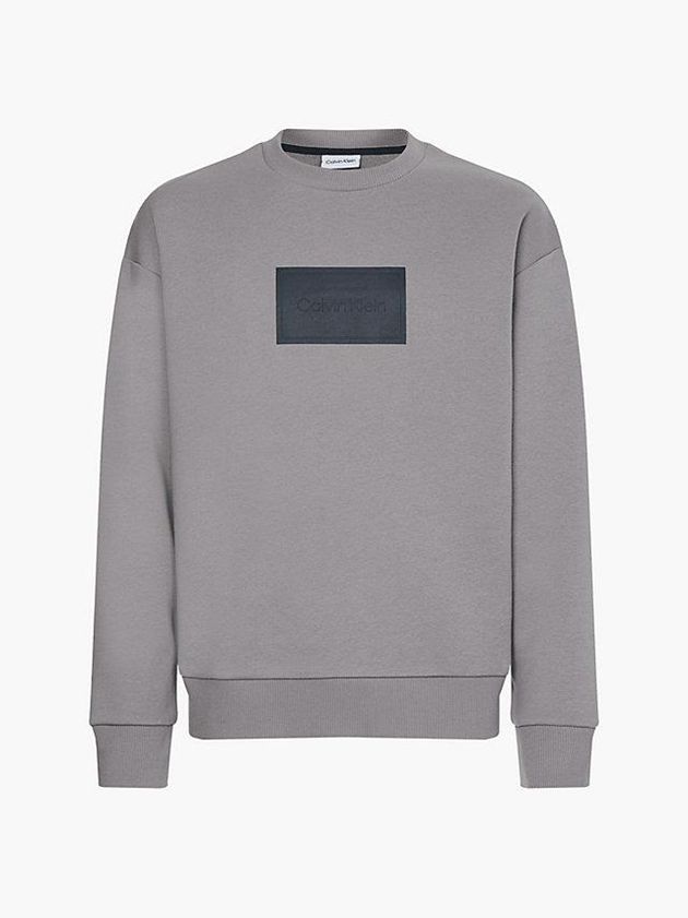 Grey Calvin Klein Relaxed Textured Logo Men Sweatshirt | CZJU-06935