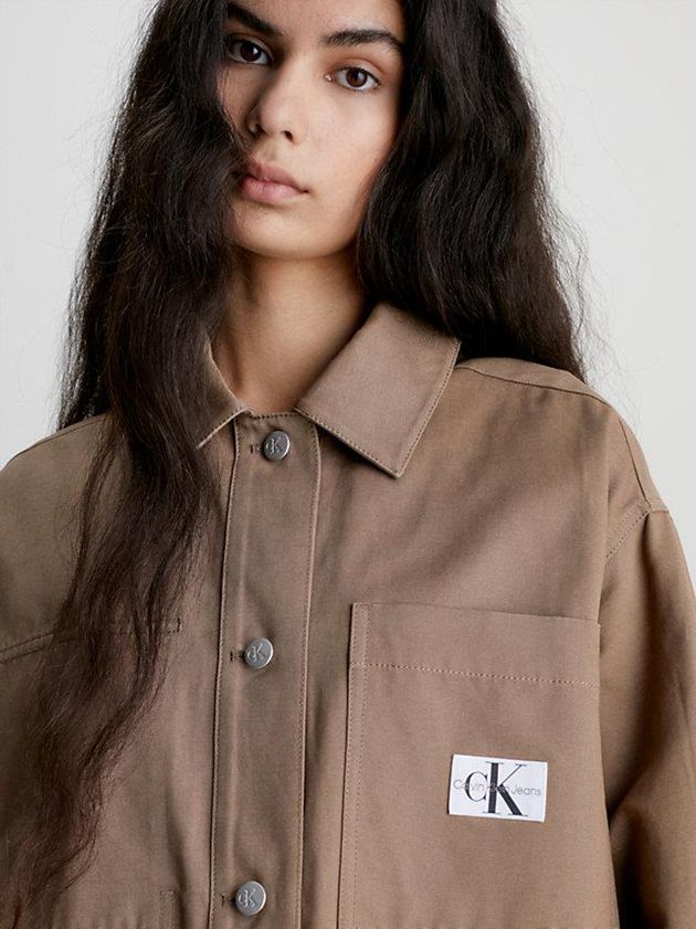 Grey Calvin Klein Relaxed Utility Shirt Women Jacket | CQIN-41037