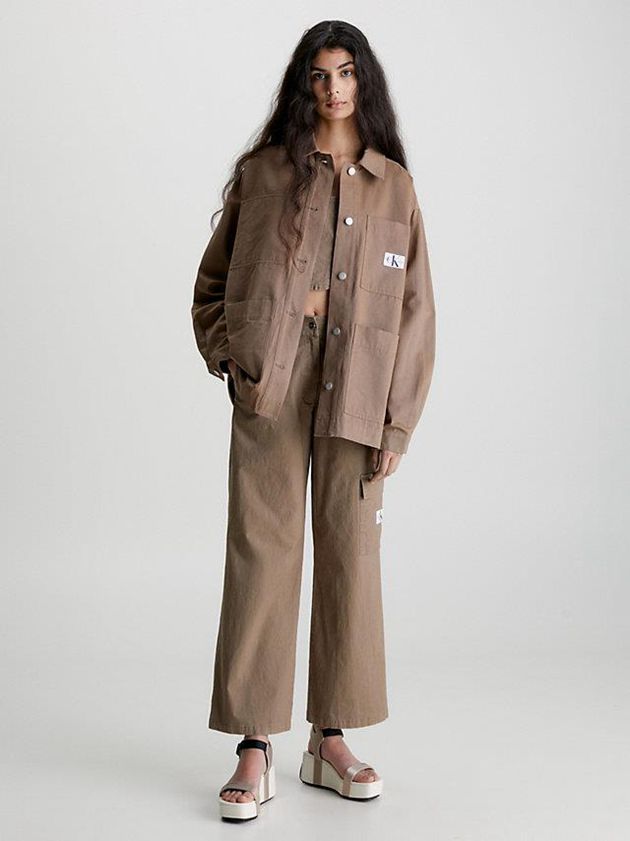 Grey Calvin Klein Relaxed Utility Shirt Women Jacket | CQIN-41037