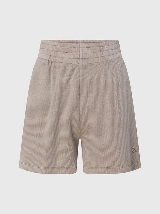 Grey Calvin Klein Relaxed Waffle Cotton Women Shorts | JTQD-82459