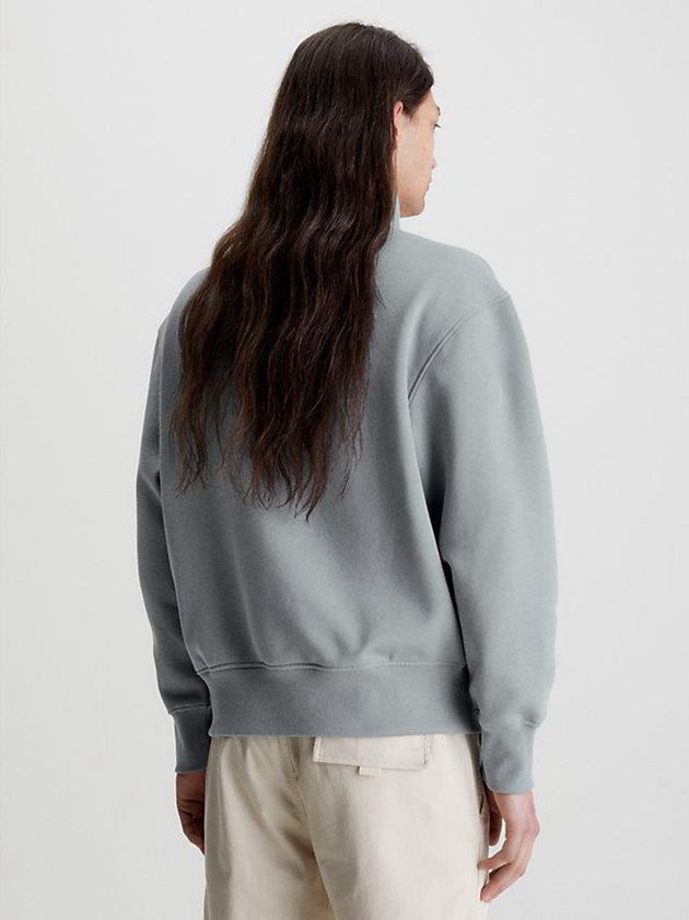 Grey Calvin Klein Relaxed Zip Neck Men Sweatshirt | XYKE-53012