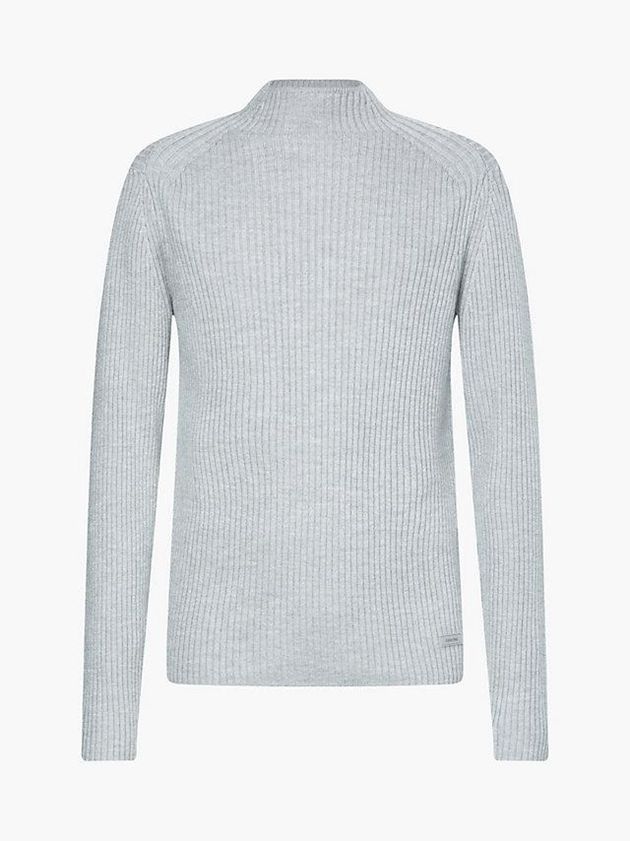Grey Calvin Klein Ribbed Mock Neck Jumper Men Sweater | CZEK-24539