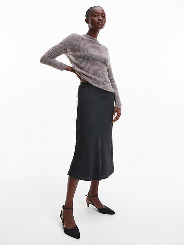 Grey Calvin Klein Semi Sheer Wool Blend Jumper Women Sweater | AFCE-48172