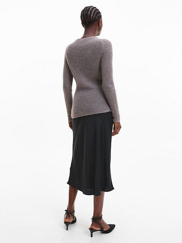 Grey Calvin Klein Semi Sheer Wool Blend Jumper Women Sweater | AFCE-48172