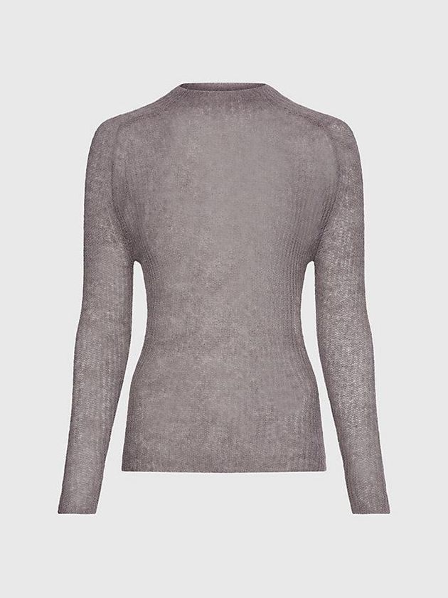 Grey Calvin Klein Semi Sheer Wool Blend Jumper Women Sweater | AFCE-48172