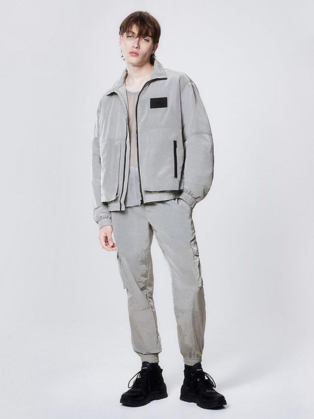 Grey Calvin Klein Shiny Nylon Cargo Men Pants | XDVR-81609