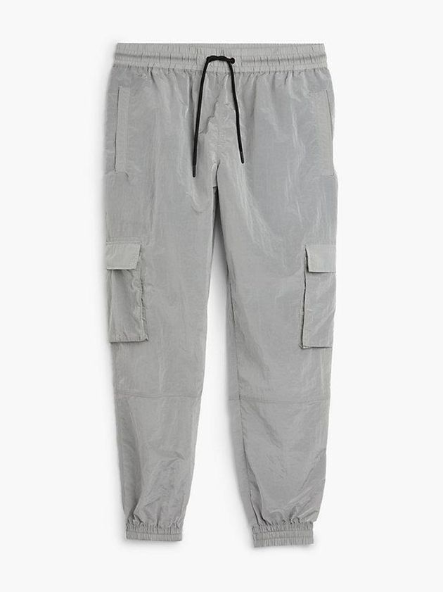 Grey Calvin Klein Shiny Nylon Cargo Men Pants | XDVR-81609