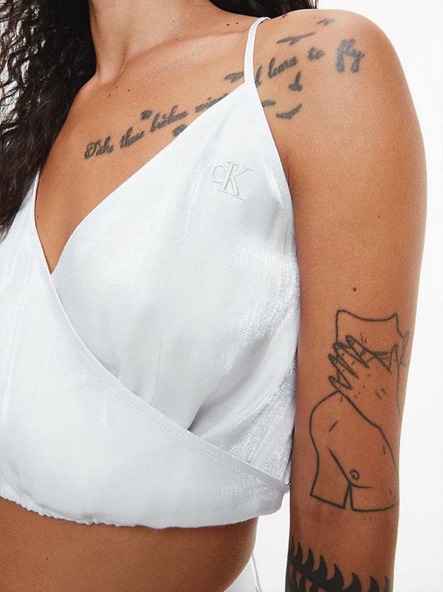 Grey Calvin Klein Silver Satin Camisole Women Top | BGQJ-38041