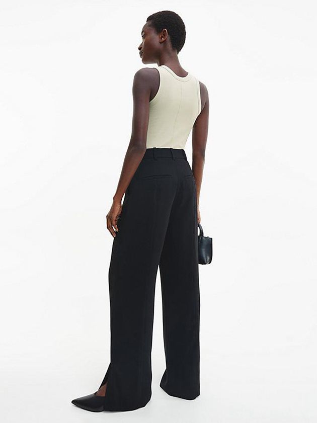 Grey Calvin Klein Skinny Ribbed Fitted Tank Women Top | SEHQ-23746