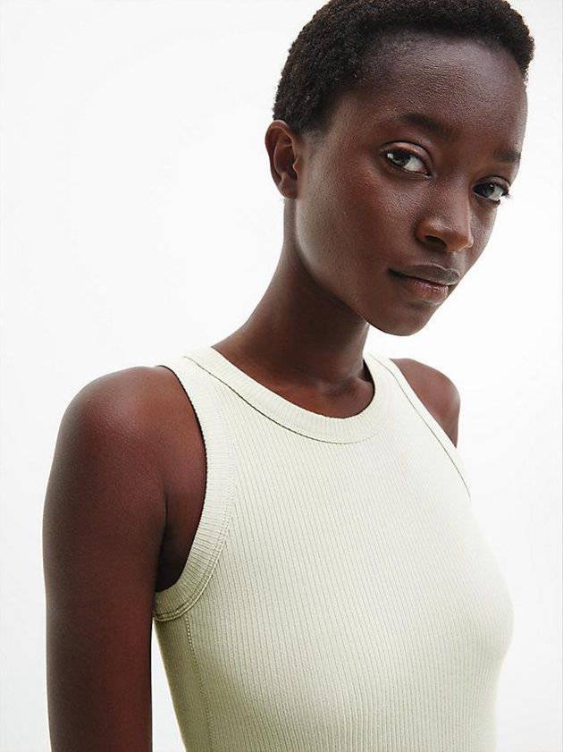 Grey Calvin Klein Skinny Ribbed Fitted Tank Women Top | SEHQ-23746