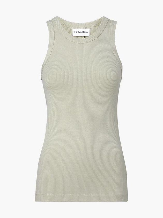 Grey Calvin Klein Skinny Ribbed Fitted Tank Women Top | SEHQ-23746