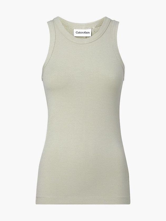 Grey Calvin Klein Skinny Ribbed Fitted Tank Women Top | SEHQ-23746