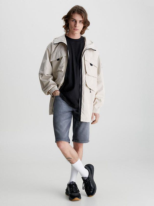 Grey Calvin Klein Slim Denim Men Shorts | VTDN-92807