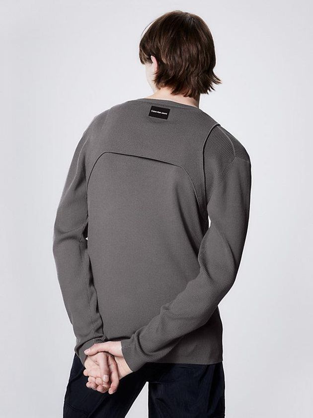 Grey Calvin Klein Slim Harness Detail Jumper Men Sweater | XAPU-25761