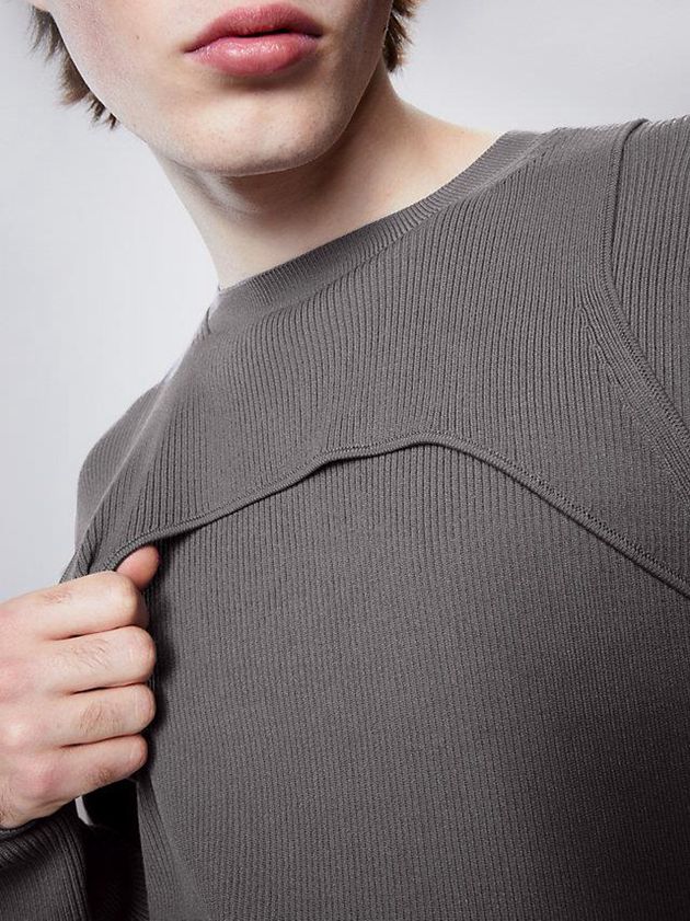 Grey Calvin Klein Slim Harness Detail Jumper Men Sweater | XAPU-25761