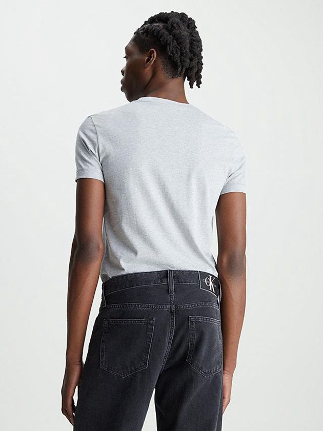Grey Calvin Klein Slim Logo Men T-Shirt | ISWO-75039