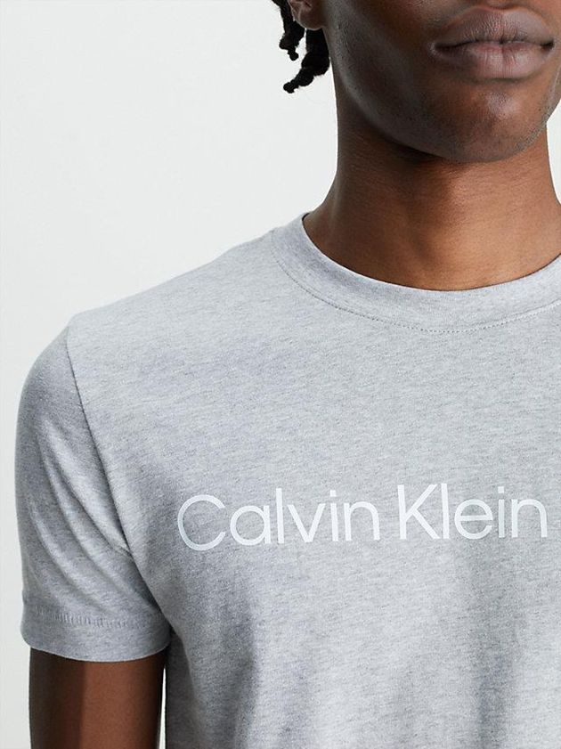 Grey Calvin Klein Slim Logo Men T-Shirt | ISWO-75039