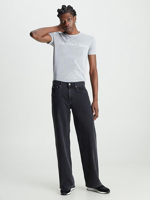 Grey Calvin Klein Slim Logo Men T-Shirt | ISWO-75039