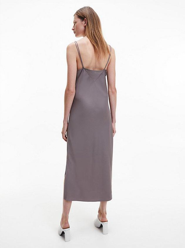 Grey Calvin Klein Slim Midi Slip Women Dress | LTZN-78490