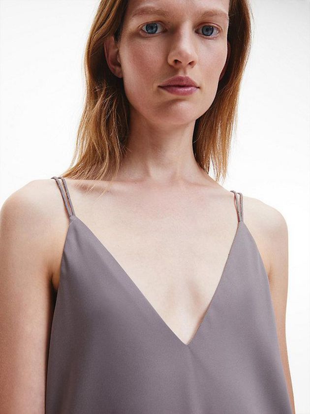 Grey Calvin Klein Slim Midi Slip Women Dress | LTZN-78490