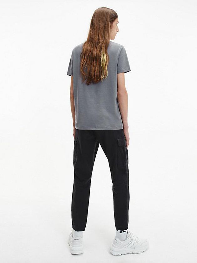 Grey Calvin Klein Slim Monogram Men T-Shirt | DFMW-30154