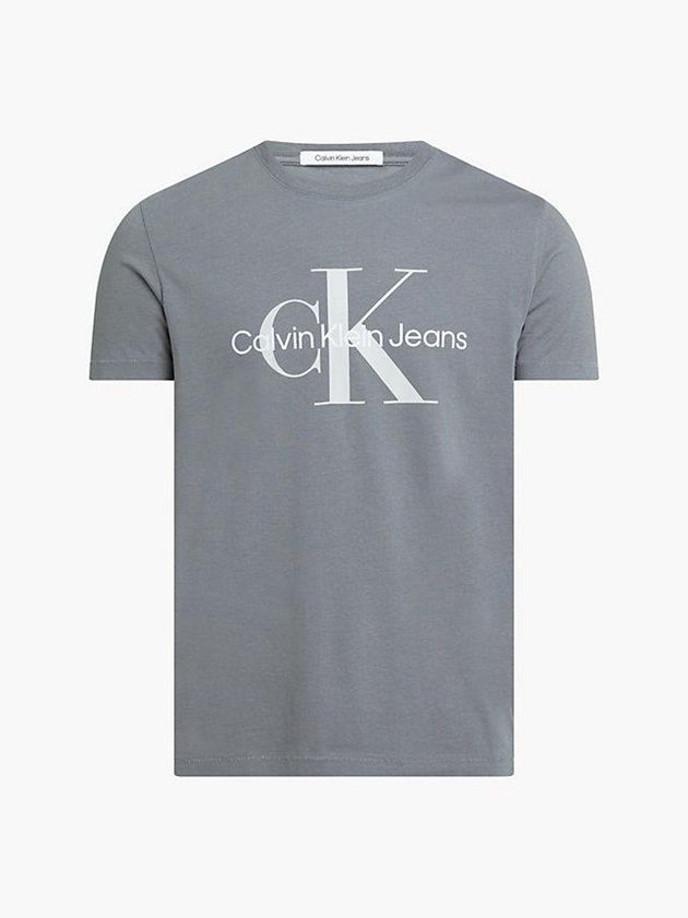 Grey Calvin Klein Slim Monogram Men T-Shirt | DFMW-30154