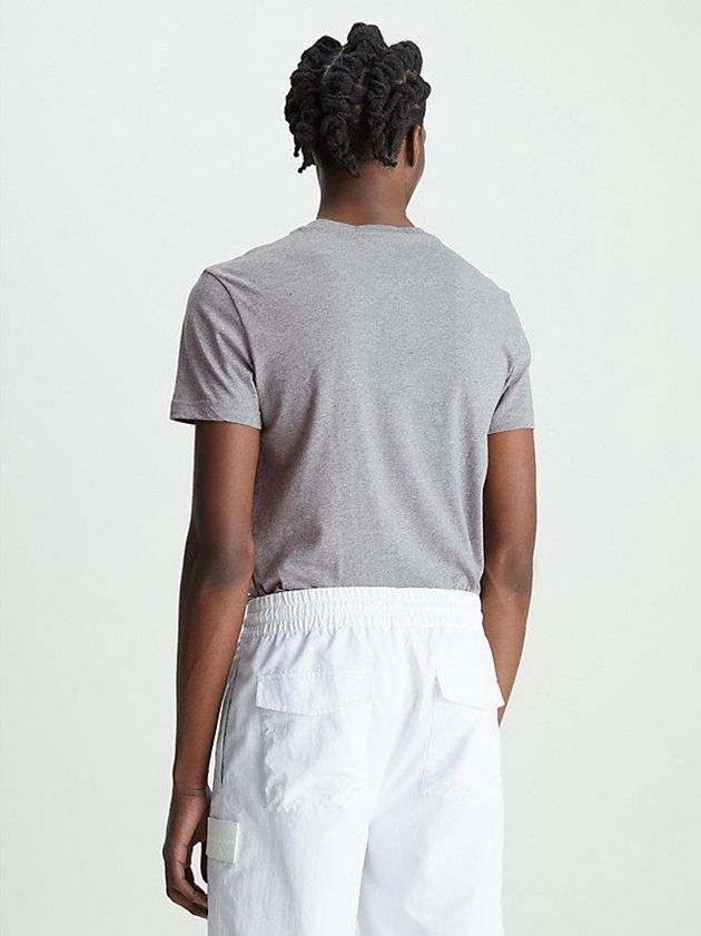 Grey Calvin Klein Slim Organic Cotton Logo Men T-Shirt | JQZG-48960