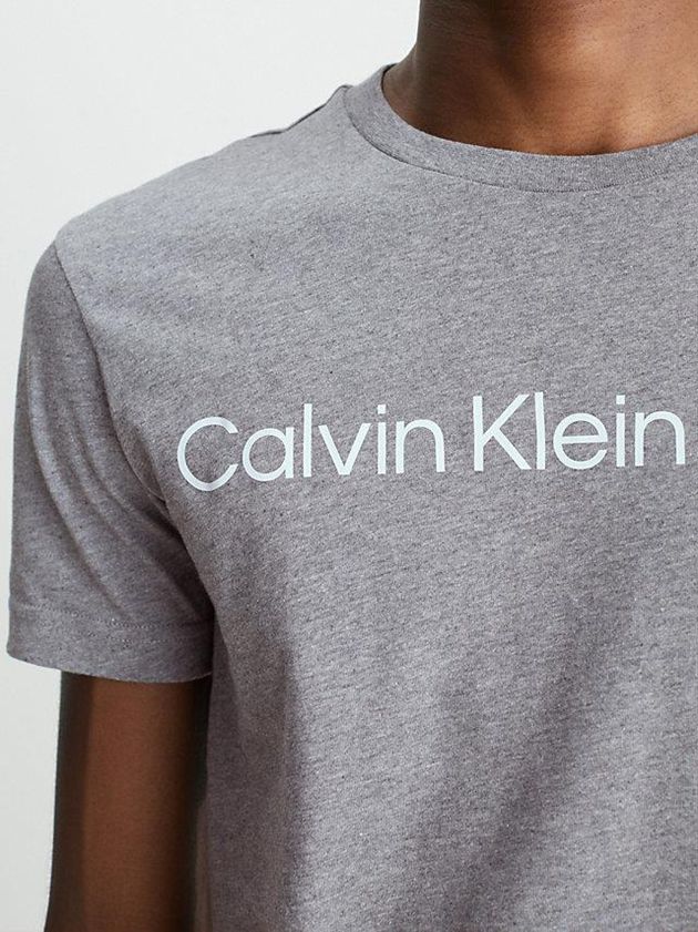 Grey Calvin Klein Slim Organic Cotton Logo Men T-Shirt | JQZG-48960
