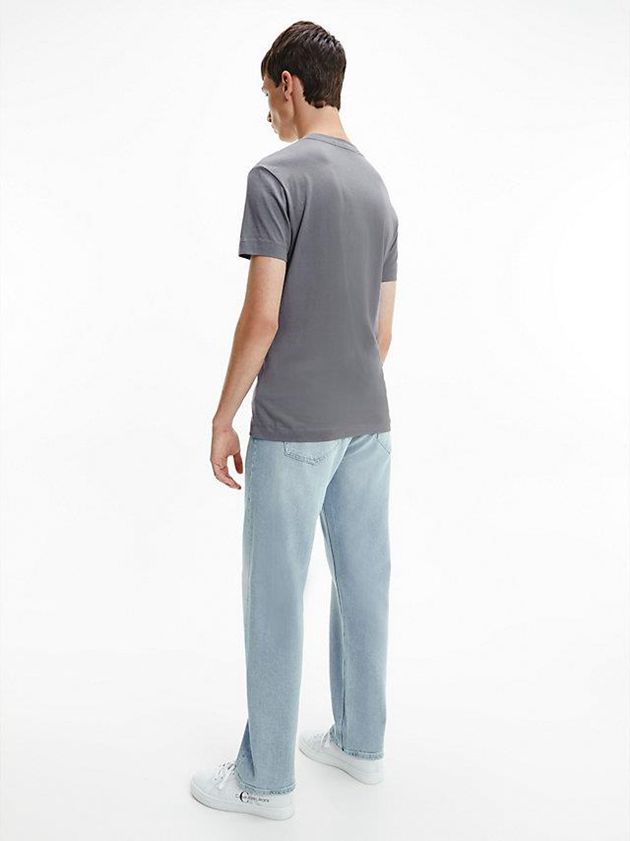Grey Calvin Klein Slim Repeat Logo Men T-Shirt | EVIT-82345