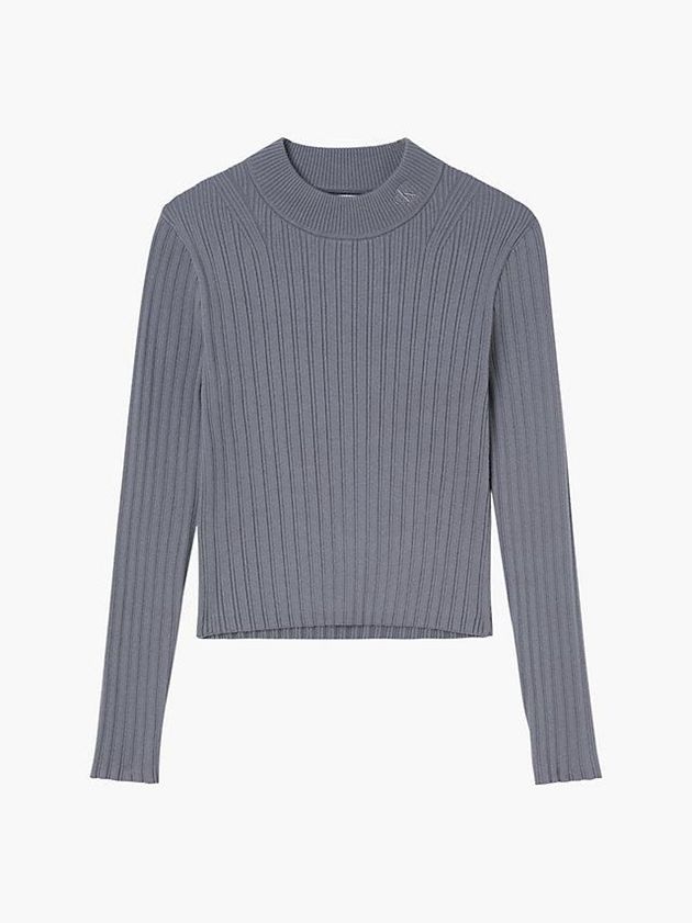 Grey Calvin Klein Slim Ribbed Cotton Jumper Women Sweater | PGYO-30916