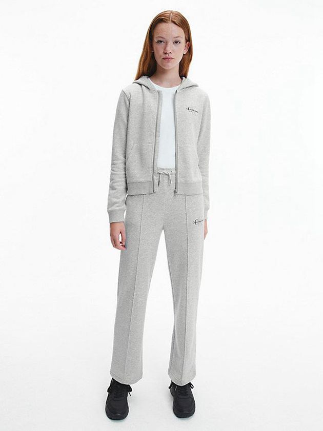 Grey Calvin Klein Slim Zip Up Girls's Hoodie | OHXF-72960