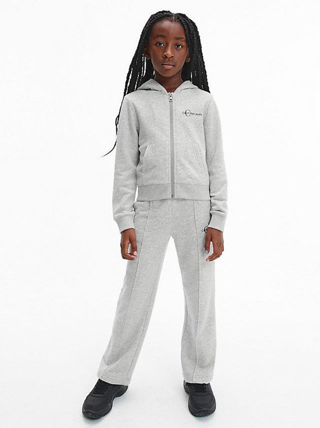 Grey Calvin Klein Slim Zip Up Girls's Hoodie | OHXF-72960