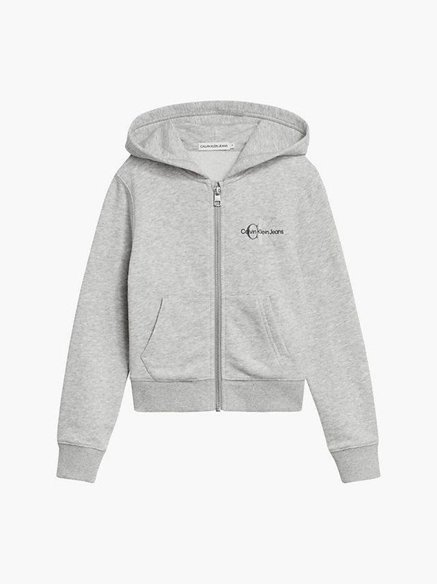 Grey Calvin Klein Slim Zip Up Girls's Hoodie | OHXF-72960