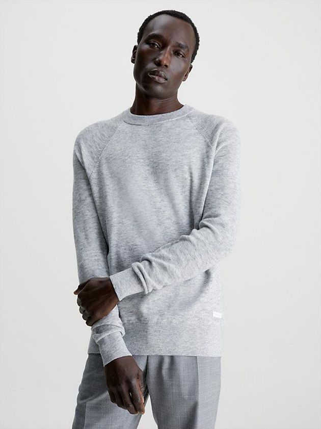 Grey Calvin Klein Space Dye Jumper Men Sweater | WIJZ-57023
