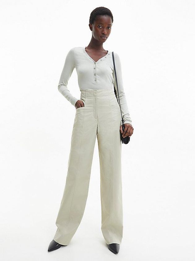 Grey Calvin Klein Straight Recycled Twill Women Pants | GRTC-12306