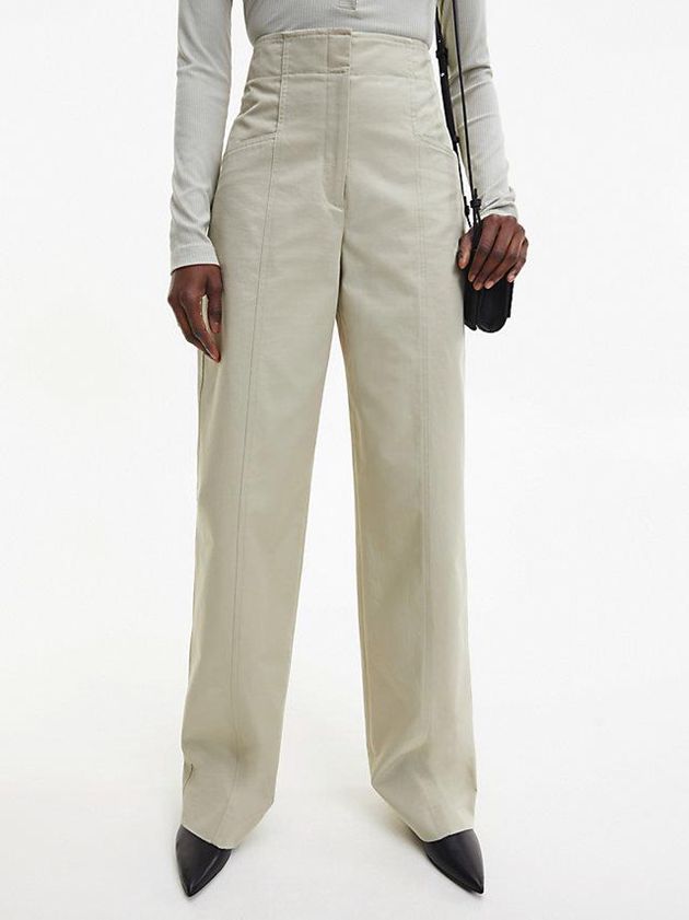 Grey Calvin Klein Straight Recycled Twill Women Pants | GRTC-12306