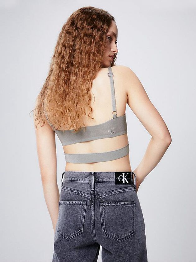 Grey Calvin Klein Strappy Knit Bra Women Top | DJFP-34692