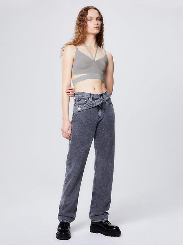 Grey Calvin Klein Strappy Knit Bra Women Top | DJFP-34692