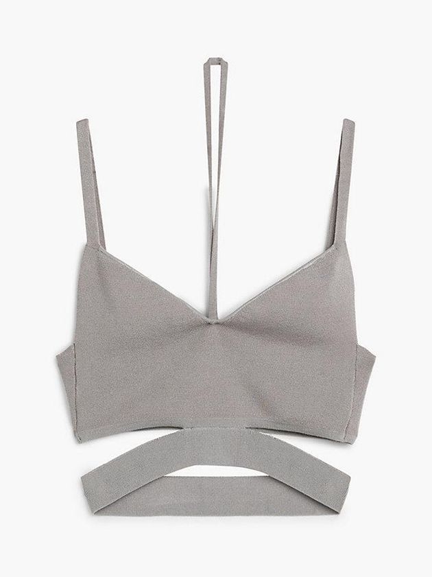 Grey Calvin Klein Strappy Knit Bra Women Top | DJFP-34692