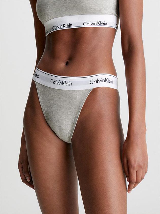 Grey Calvin Klein String - Modern Cotton Women Thong | YBKD-51048