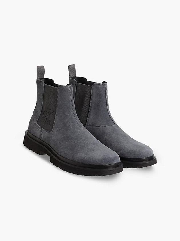 Grey Calvin Klein Suede Chelsea Men Boots | JQXK-21347