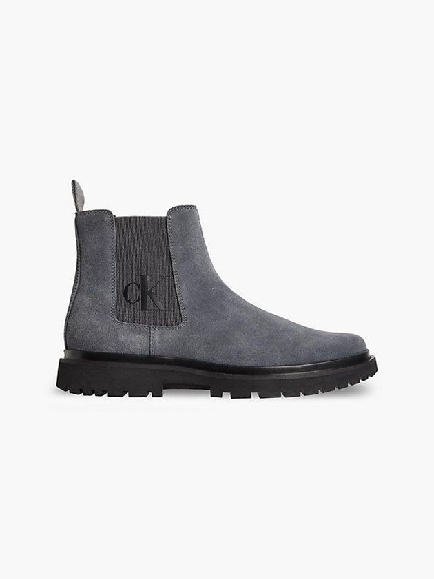 Grey Calvin Klein Suede Chelsea Men Boots | JQXK-21347