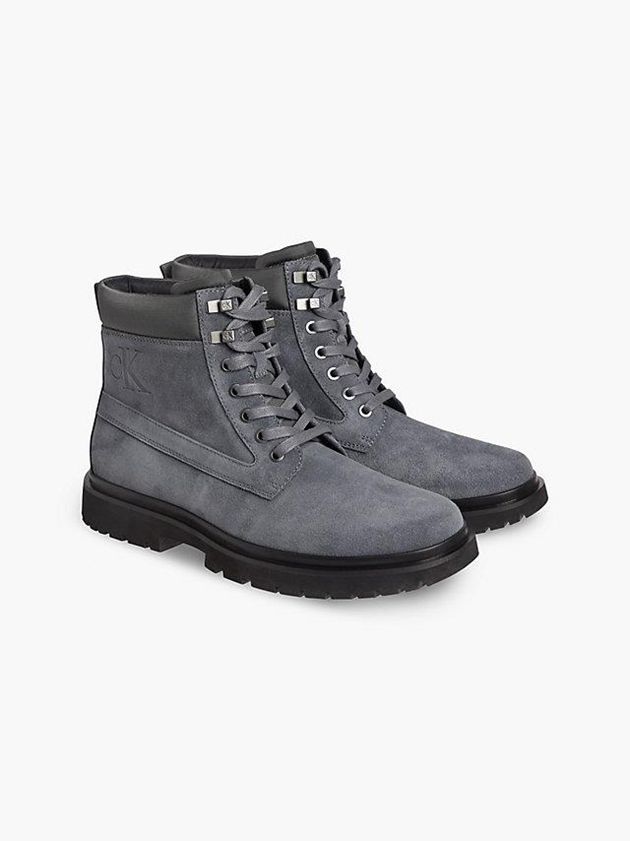Grey Calvin Klein Suede Men Boots | WQDK-32809