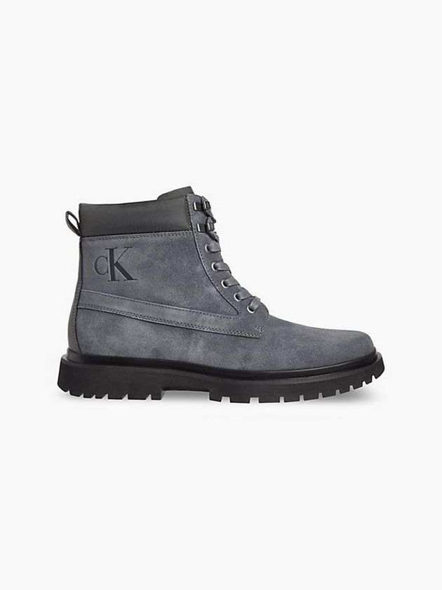 Grey Calvin Klein Suede Men Boots | WQDK-32809